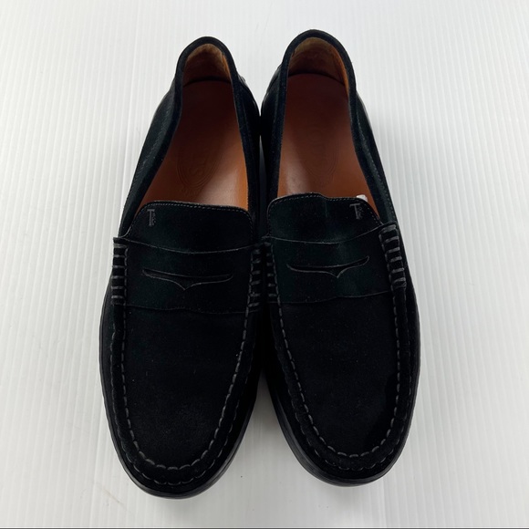 Tods Black Suede Vibram Driving Penny Loafers Shoes - Picture 4 of 7